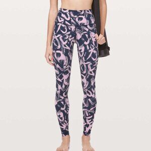 Lululemon Wunder Under High-Rise Full-On Luxtreme 28" Graffiti Navy Pink Size 12